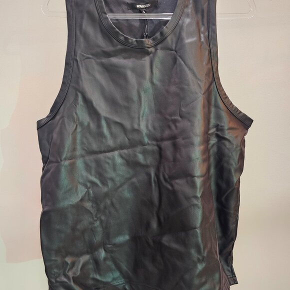 Nova Men Black Stretch Faux Leather Tank (loose fit) - Picture 2 of 4